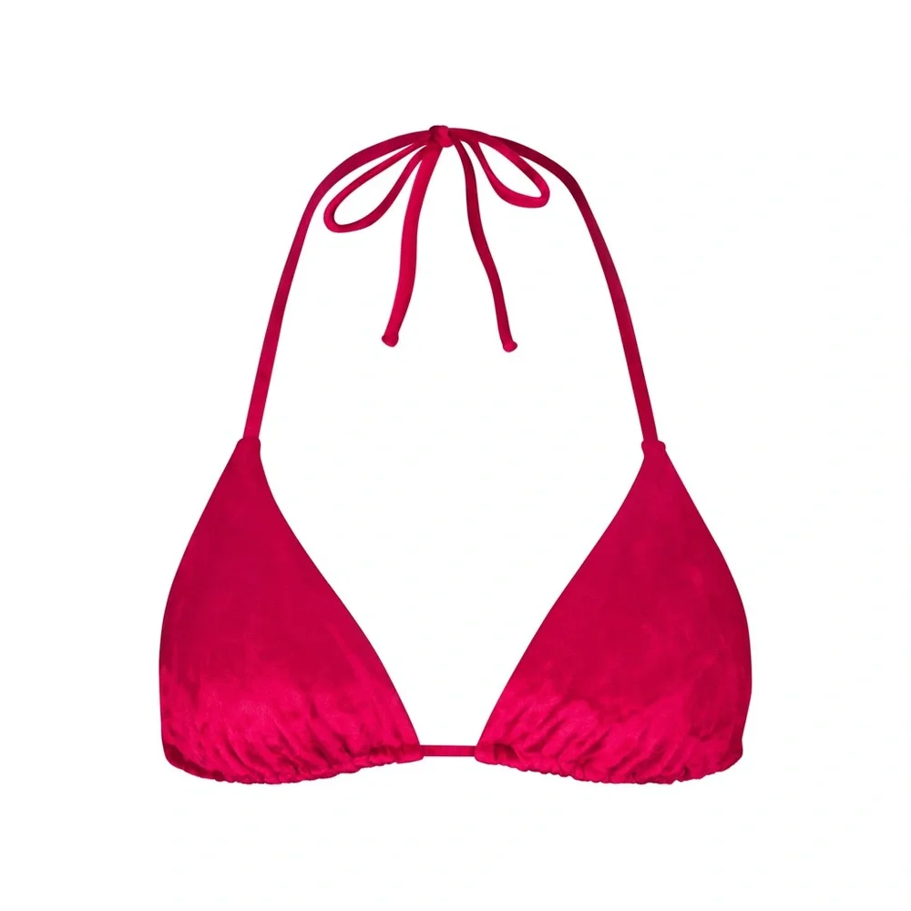 ♥️RARE SKIMS SWIM CRUSHED VELVET TRIANGLE BIKINI TOP LIPS M